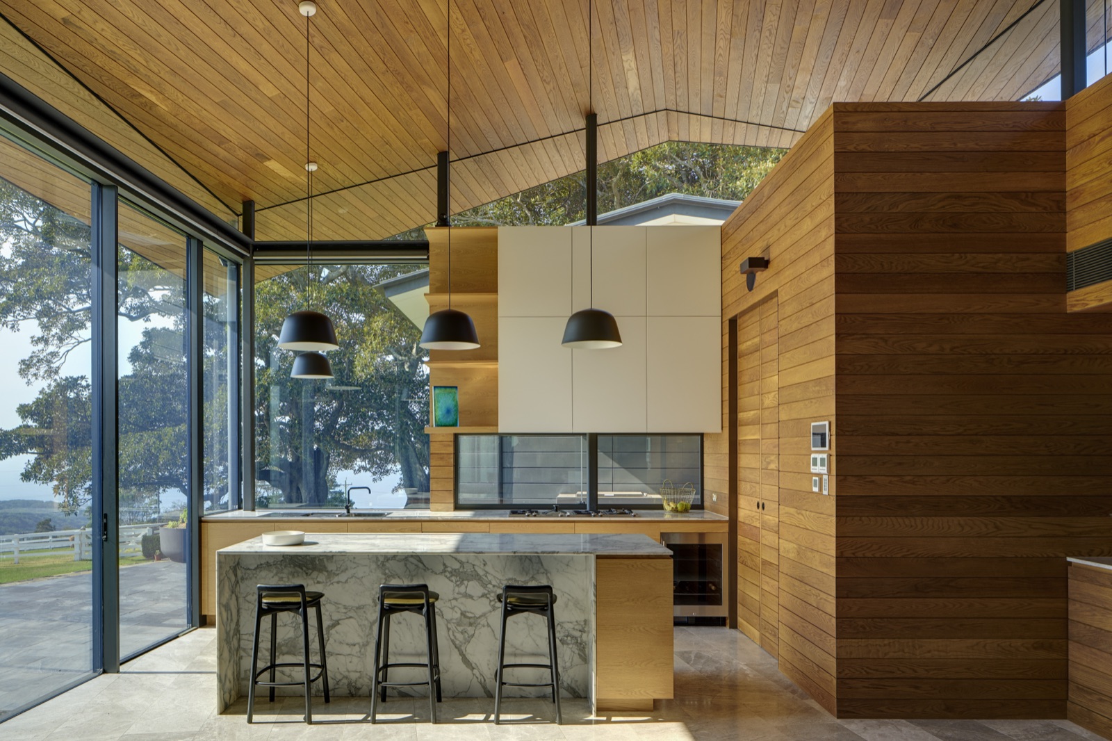 Kiama cliffside residence — vaulted timber kitchen