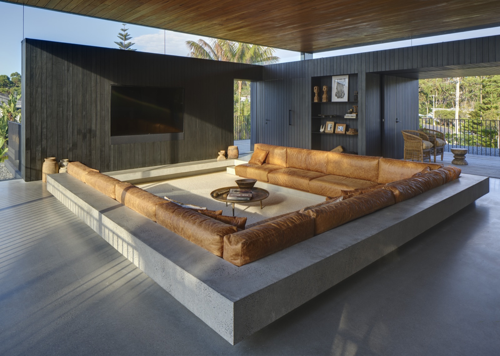 Mollymook coastal residence — sunken lounge joinery